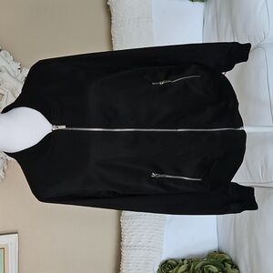 City Chic Black Matte Satin Bomber Jacket Size XS / 14 NWOT